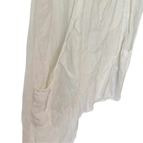 Vansa 100% Linen Short‎ Sleeve White Boho Midi Dress - Picture 5 of 8